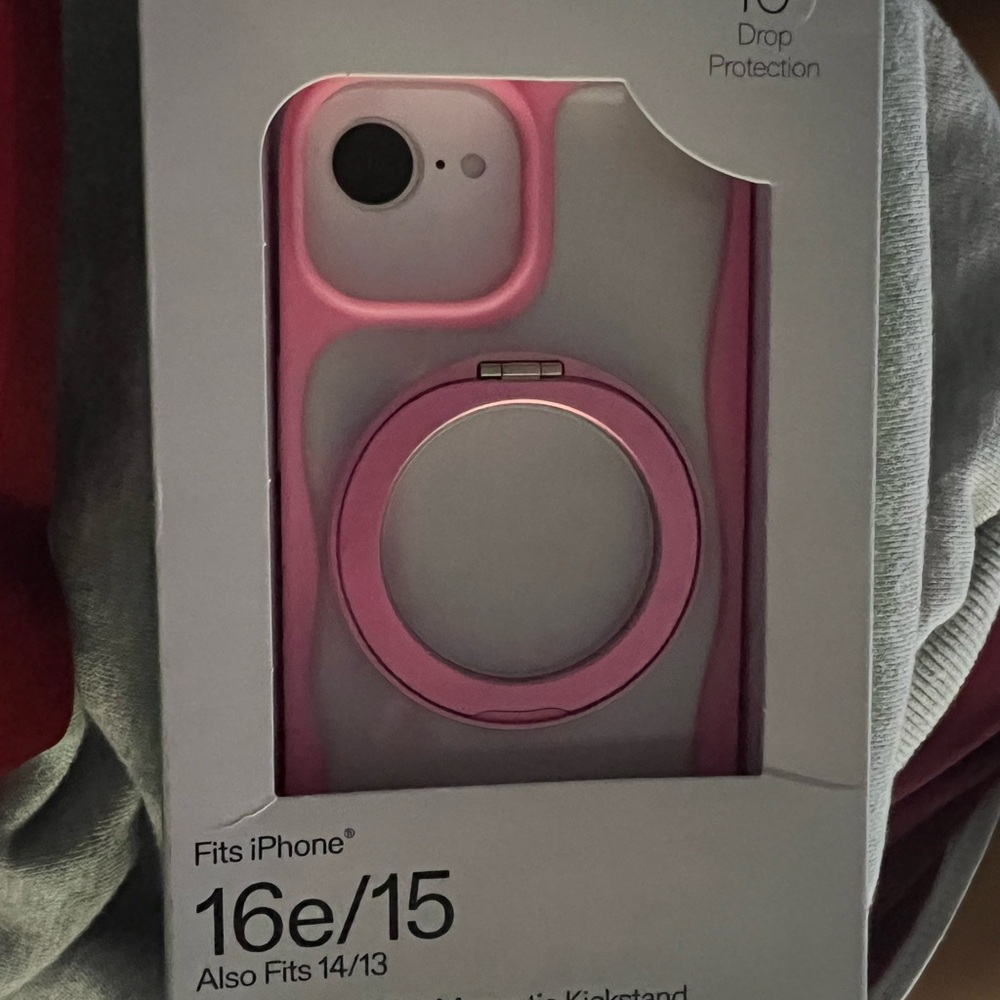 Pink iPhone16e Case with Ring Holder